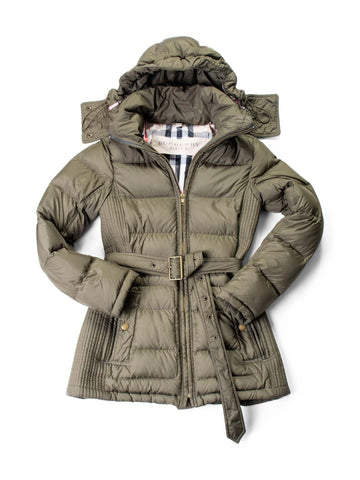 Burberry Quilted Down Novacheck Fitted Jacket Green-designer resale