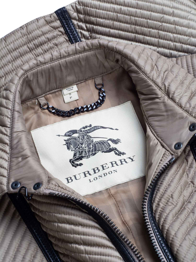 Burberry Quilted Leather Fitted Coat Taupe-designer resale