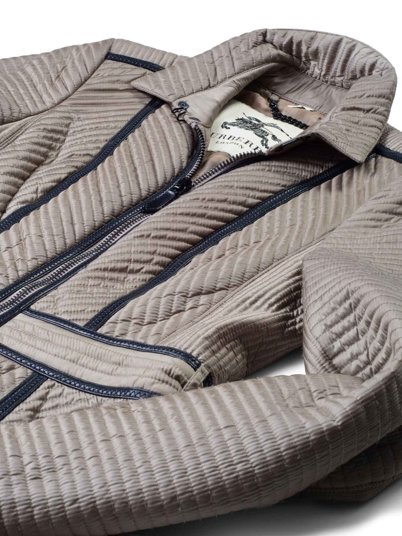 Burberry Quilted Leather Fitted Coat Taupe-designer resale