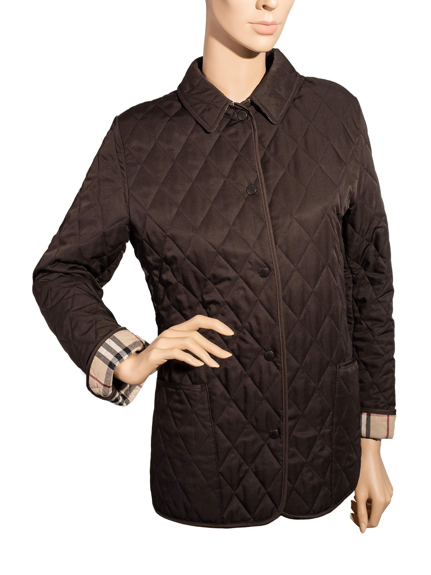 Burberry Quilted Nova Check Jacket Brown-designer resale