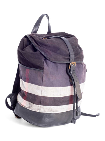 Burberry Vintage Nova Check Utility Unisex Large Backpack Black-designer resale