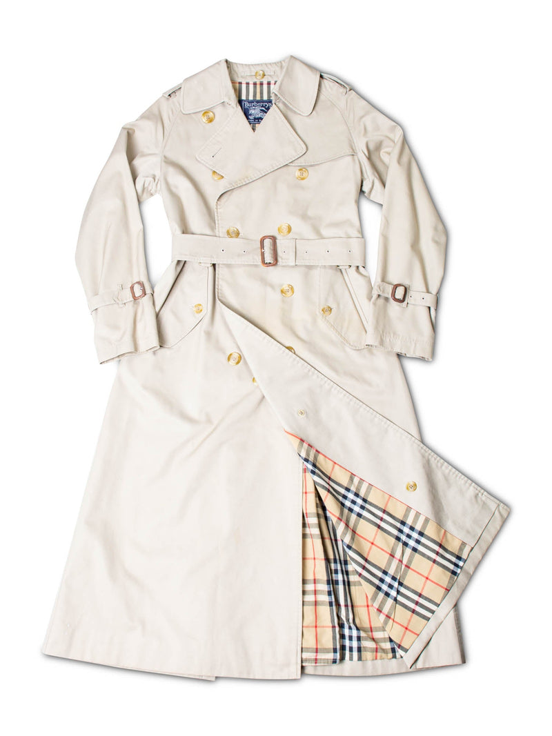 Burberry Vintage Nova Check Wool Lining Trench Coat Beige