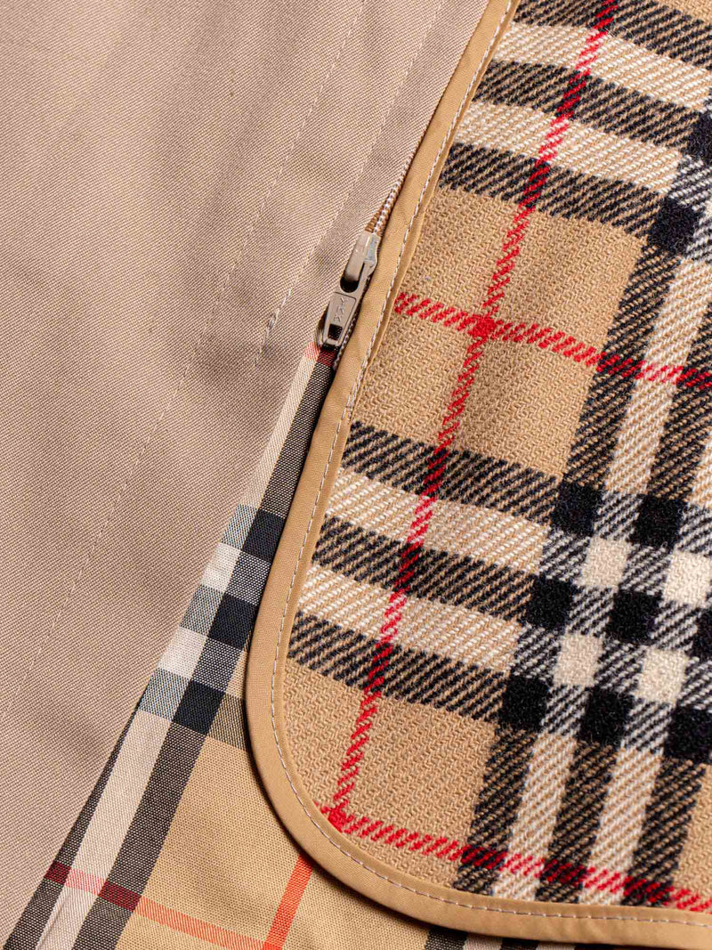 Burberry Wool Nova Check Lined Vintage Coat Beige-designer resale