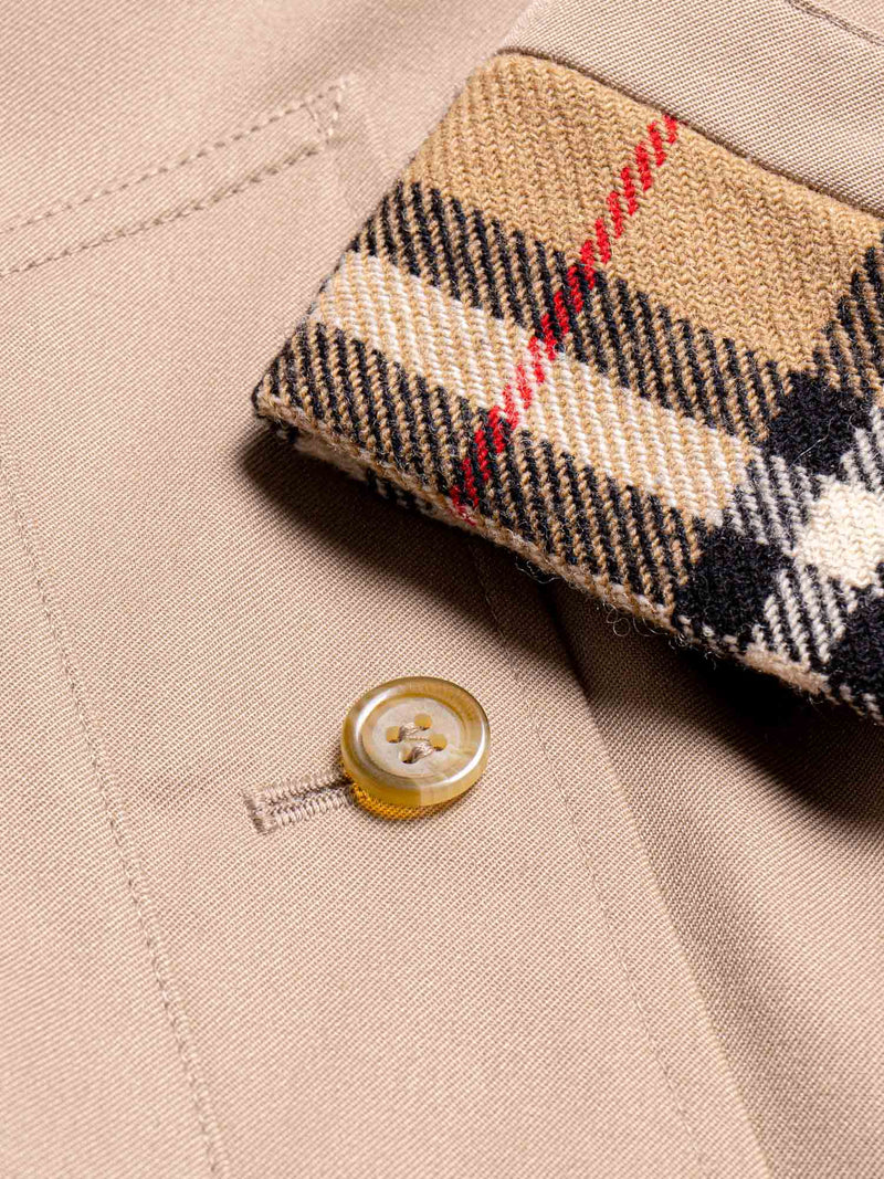 Burberry Wool Nova Check Lined Vintage Coat Beige