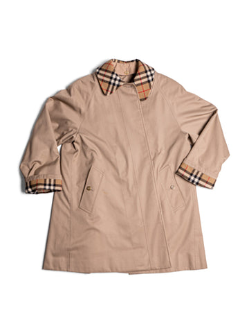 Burberry Wool Nova Check Lined Vintage Coat Beige-designer resale