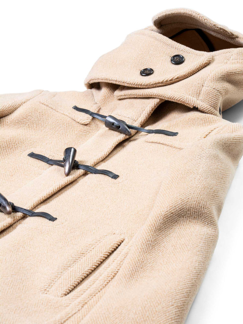 Burberry Wool Toggle Closure Hooded Duffle Jacket Beige-designer resale