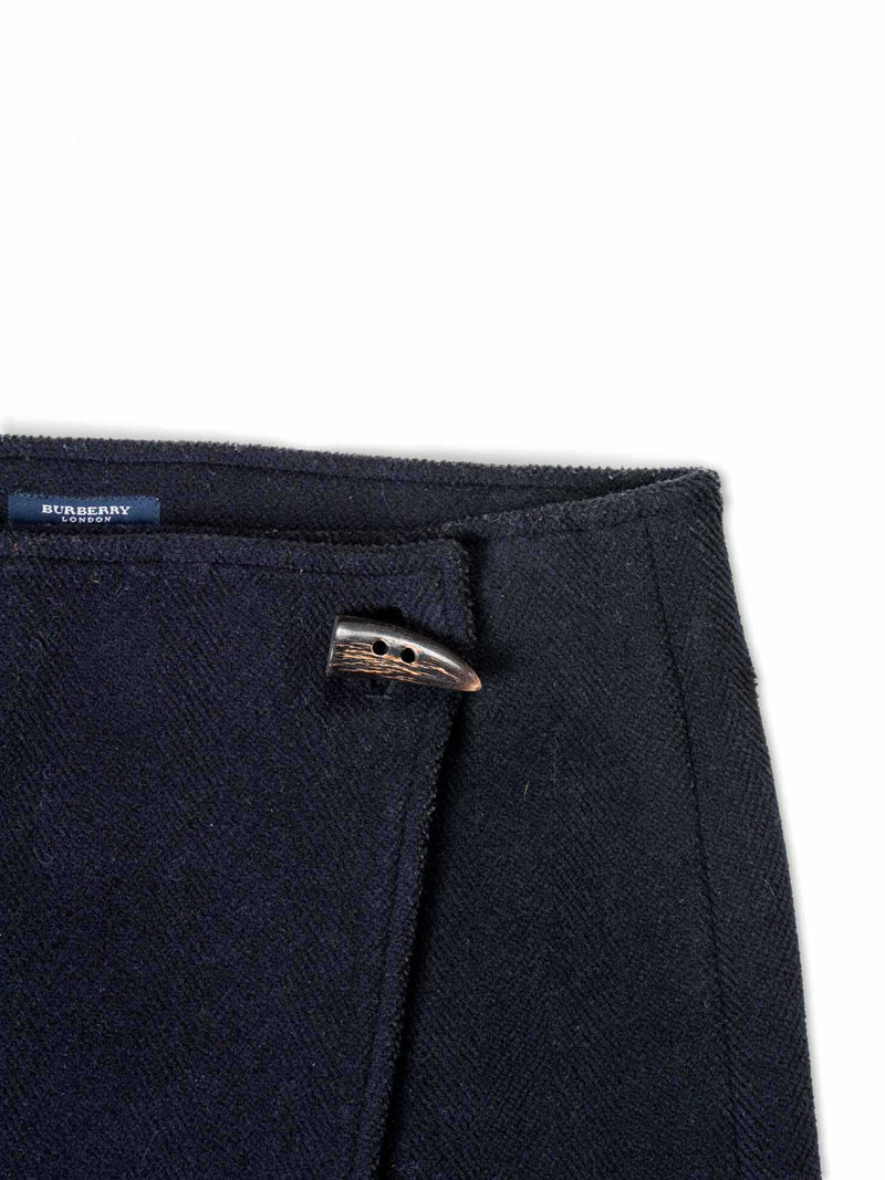 Burberry Wool Toggle Wrap Mini Skirt Black-designer resale