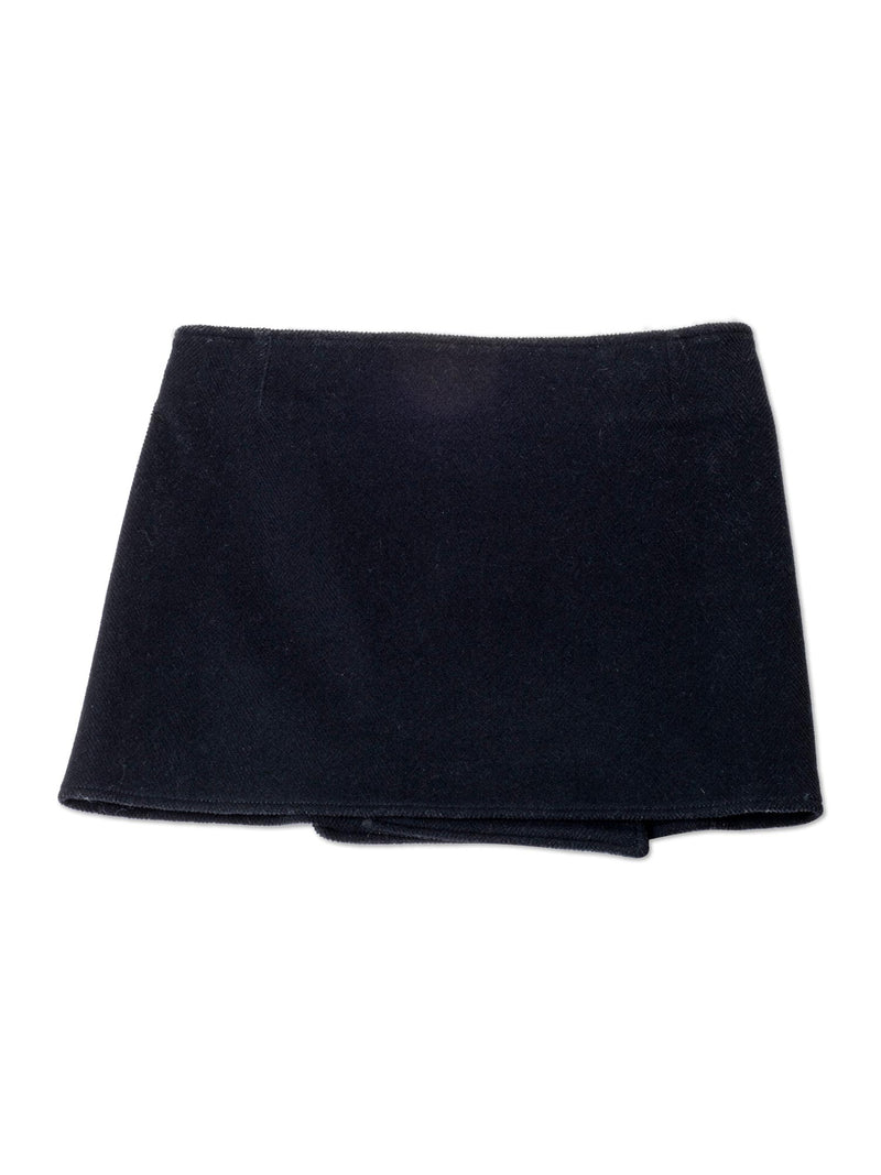 Burberry Wool Toggle Wrap Mini Skirt Black-designer resale