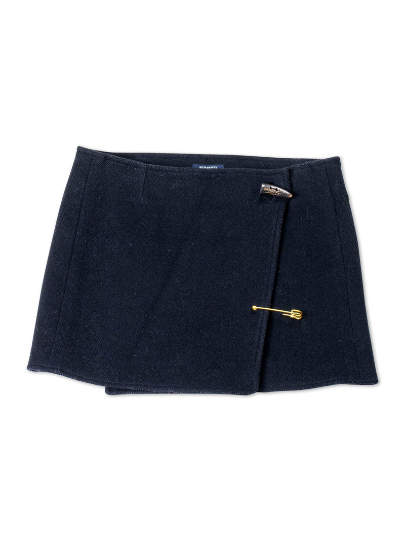 Burberry Wool Toggle Wrap Mini Skirt Black-designer resale