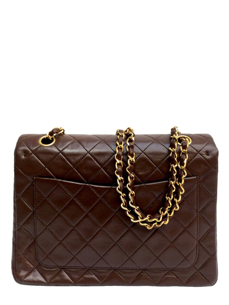 CC Logo 2.55 Double Flap Brown Quilted Bag Gold Hardware Small-designer resale