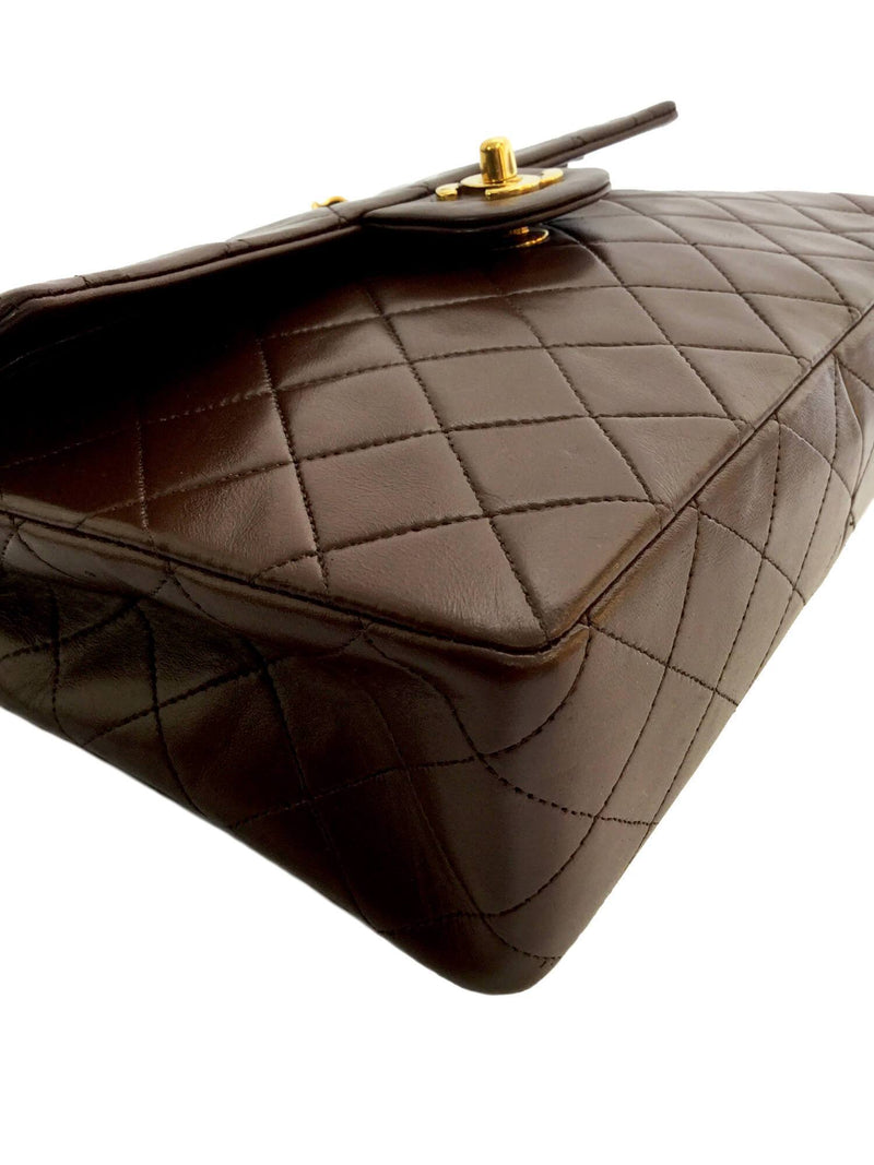 CC Logo 2.55 Double Flap Brown Quilted Bag Gold Hardware Small-designer resale