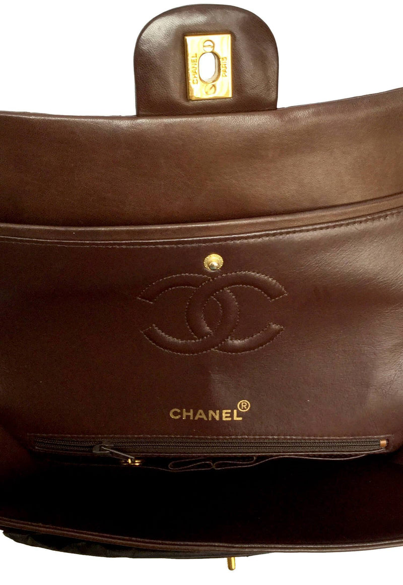 CC Logo 2.55 Double Flap Brown Quilted Bag Gold Hardware Small-designer resale