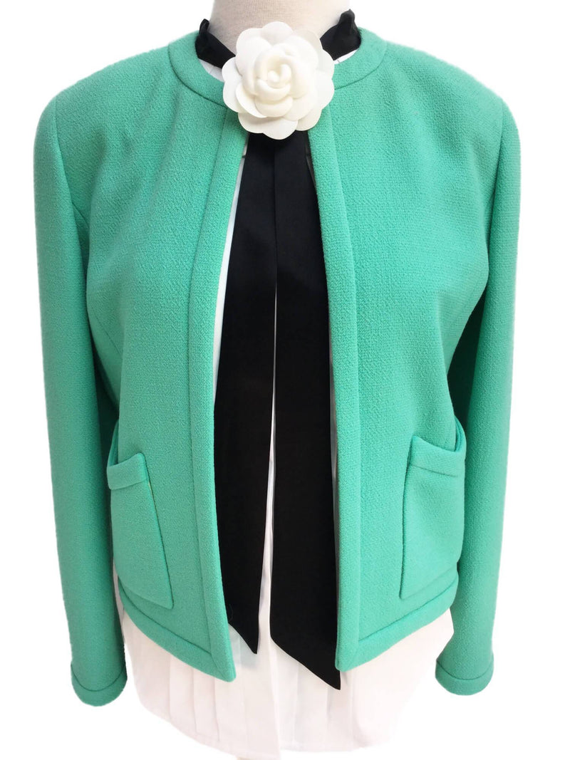 CC Logo Aqua Blue Tweed Jacket-designer resale