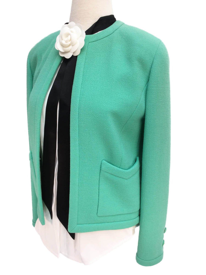 CC Logo Aqua Blue Tweed Jacket-designer resale