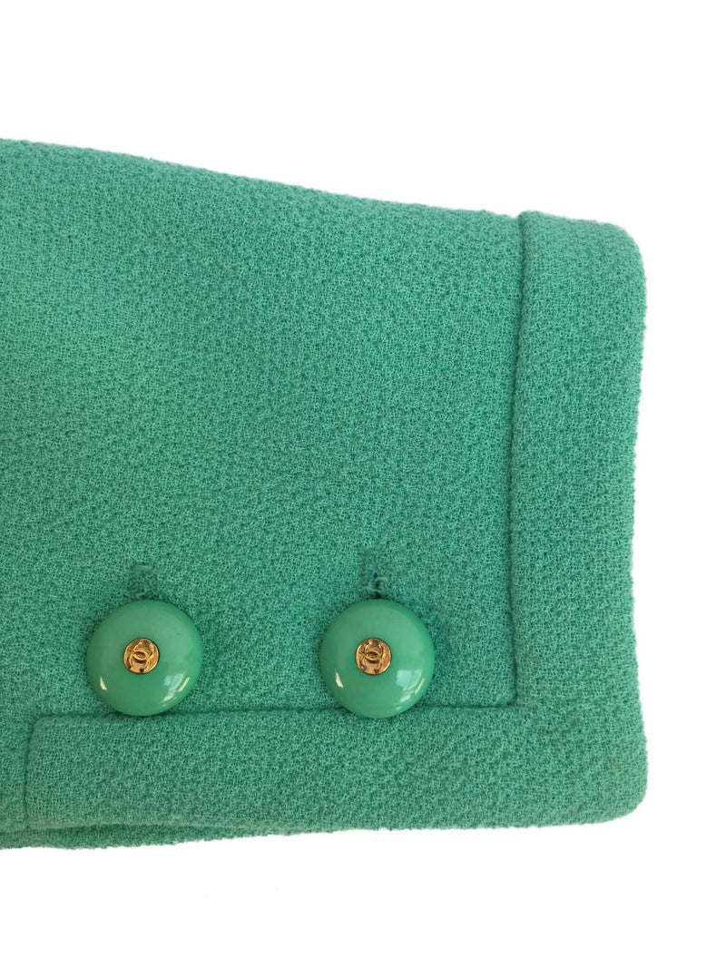 CC Logo Aqua Blue Tweed Jacket-designer resale