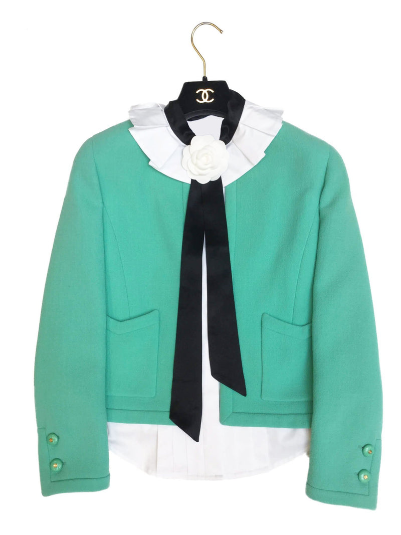 CC Logo Aqua Blue Tweed Jacket-designer resale