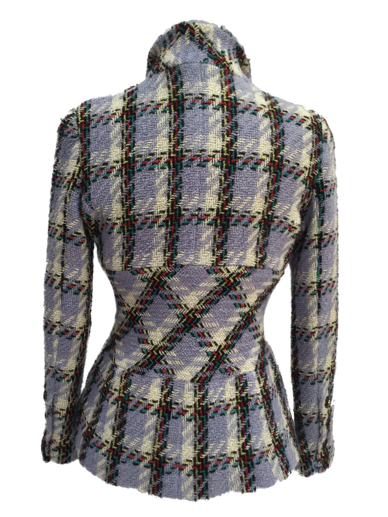 CC Logo Black Lavender Tweed Boucle Fitted Jacket-designer resale