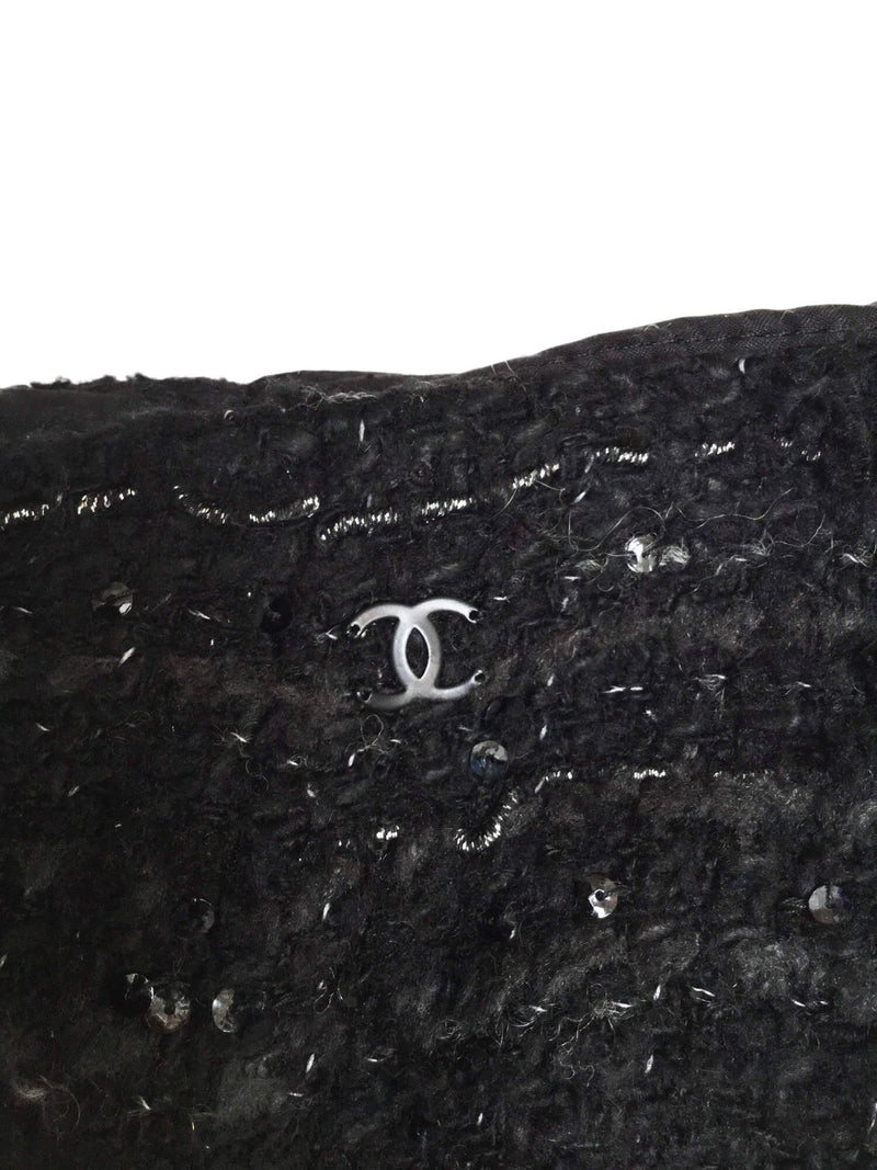 CC Logo Black Lesage Tweed Sequins Midi A-line Skirt-designer resale