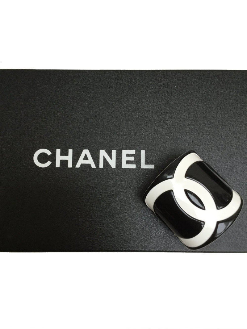 CC Logo Black White Cuff Bracelet XS-designer resale