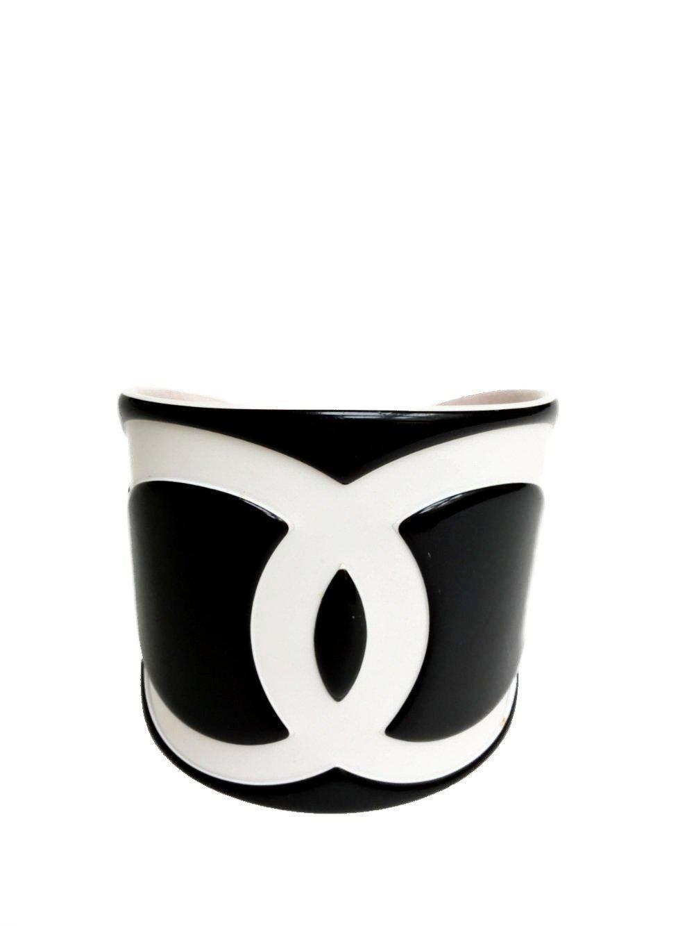 CC Logo Black White Cuff Bracelet XS-designer resale