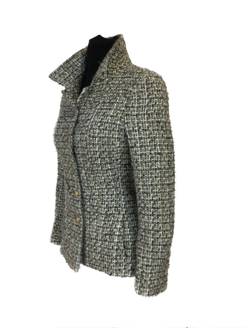CC Logo Green Tweed Fitted Jacket-designer resale