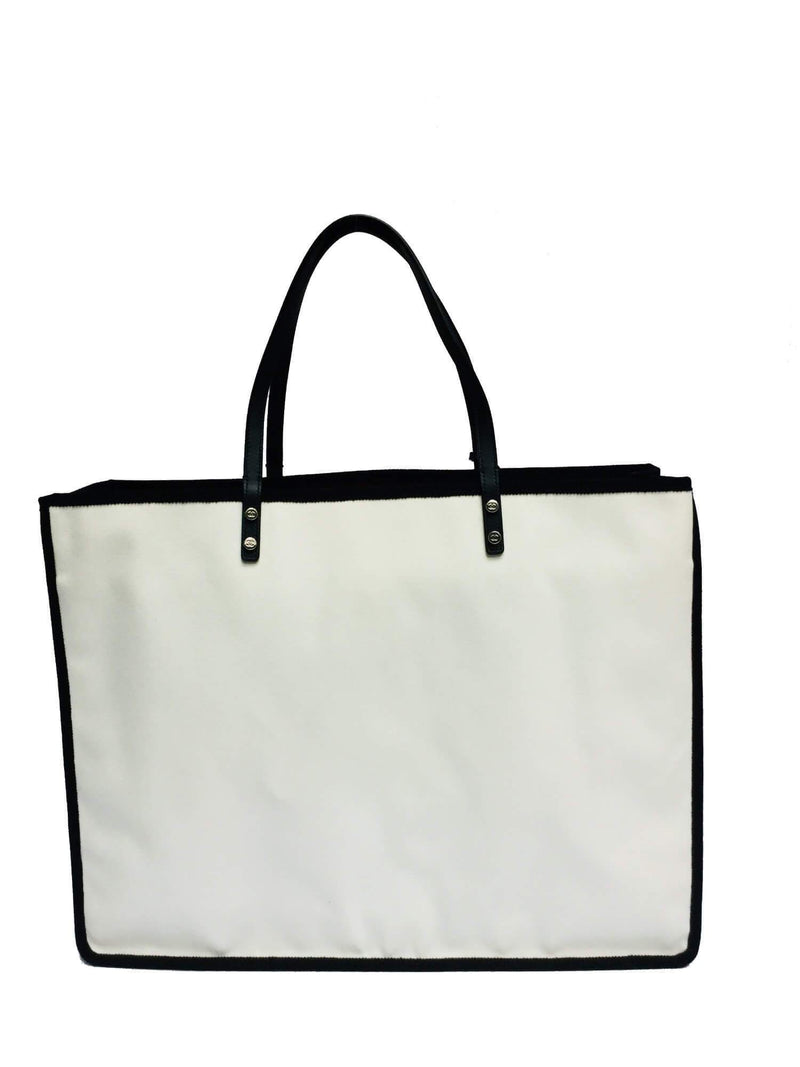 CC Logo 'Ladies First' Black White Shopper Tote Bag Silver Hardware-designer resale