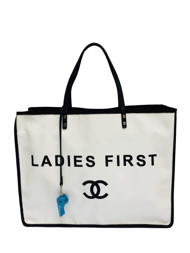 Chanel White & Black Small Shopping Bag