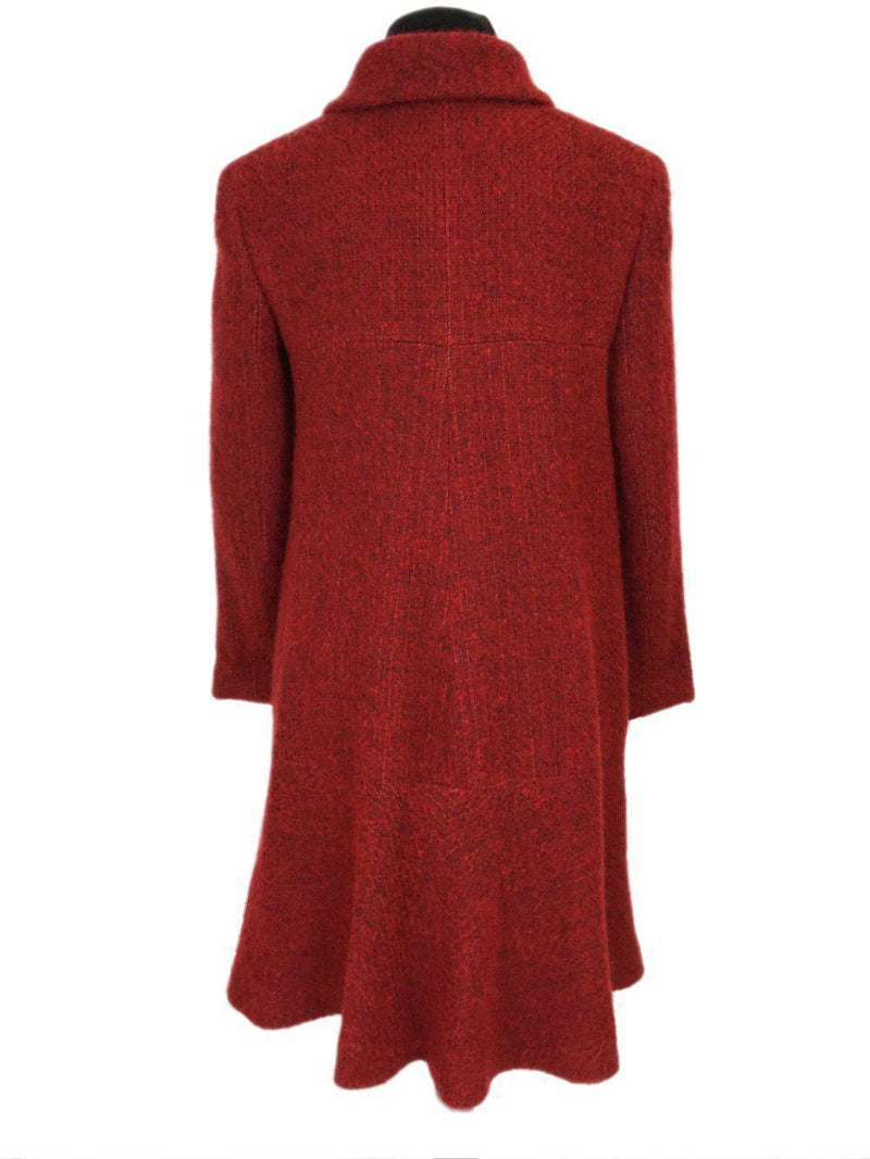 CC Logo Red Tweed A-Line Coat-designer resale