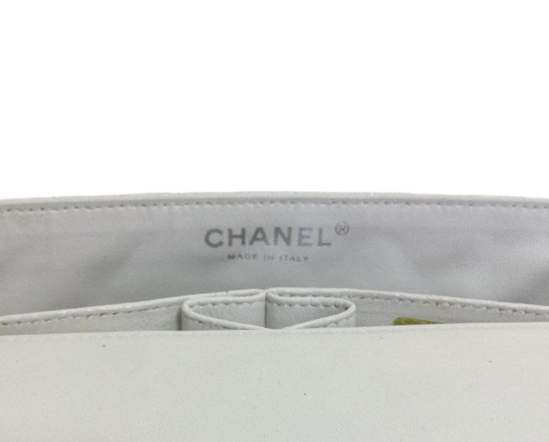 CC Logo Single Flap Cambon Bag White Leather Silver Hardware-designer resale