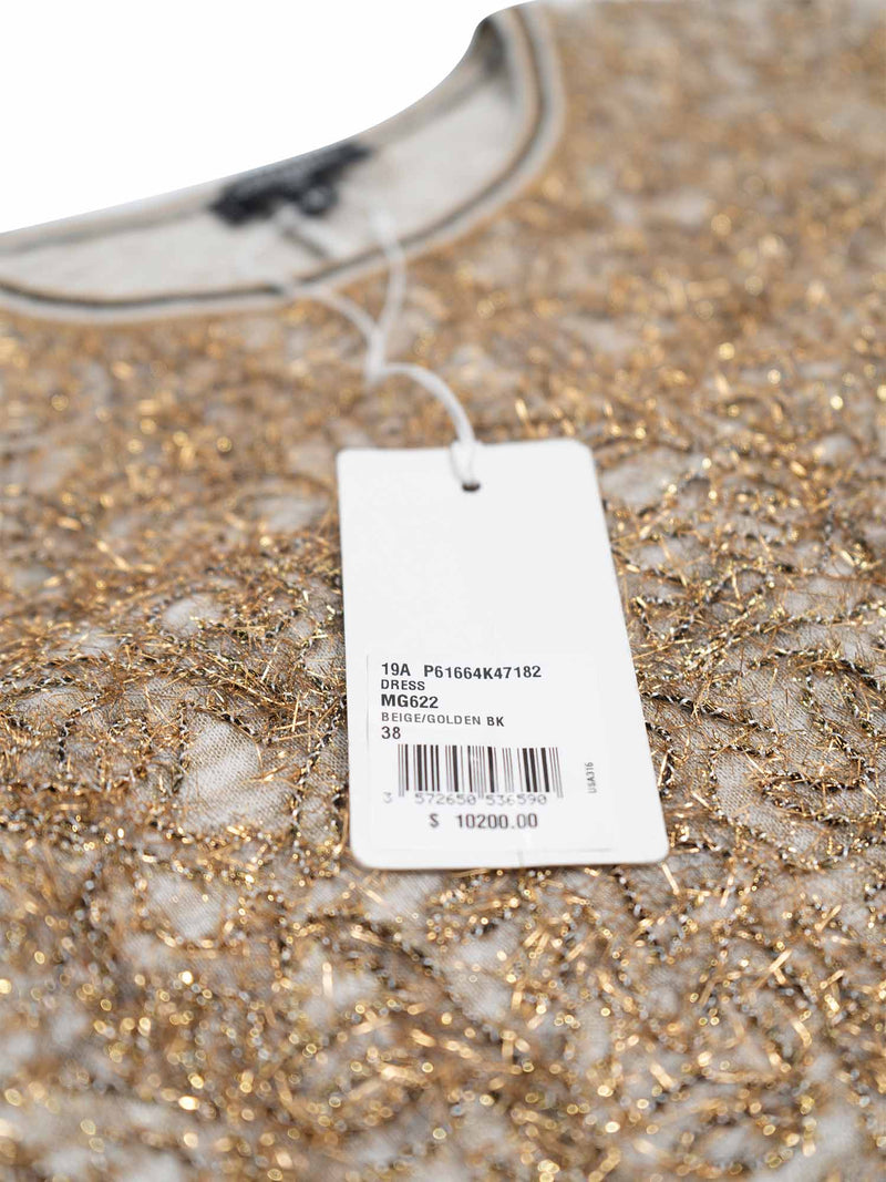 CHANEL 19A Runway CC Logo Lesage Knit Mermaid Long Dress Gold-designer resale