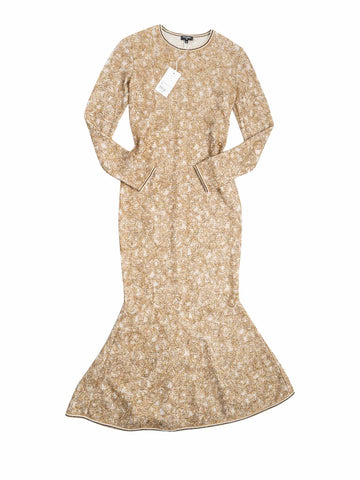 CHANEL 19A Runway CC Logo Lesage Knit Mermaid Long Dress Gold-designer resale