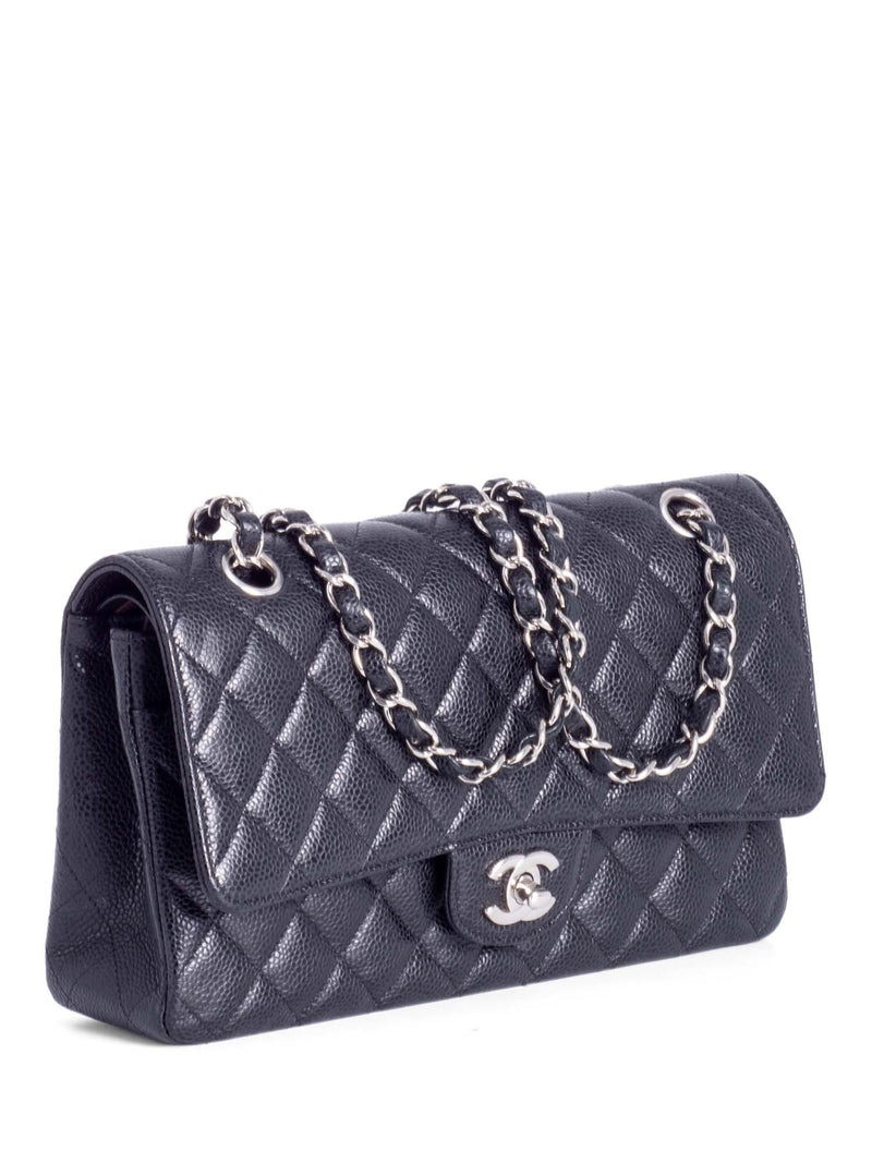 CHANEL 2.55 Quilted 24K Gold Plated Medium Flap Bag Navy Blue