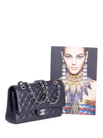 CHANEL 2.55 Caviar Quilted Medium Double Flap Black-designer resale