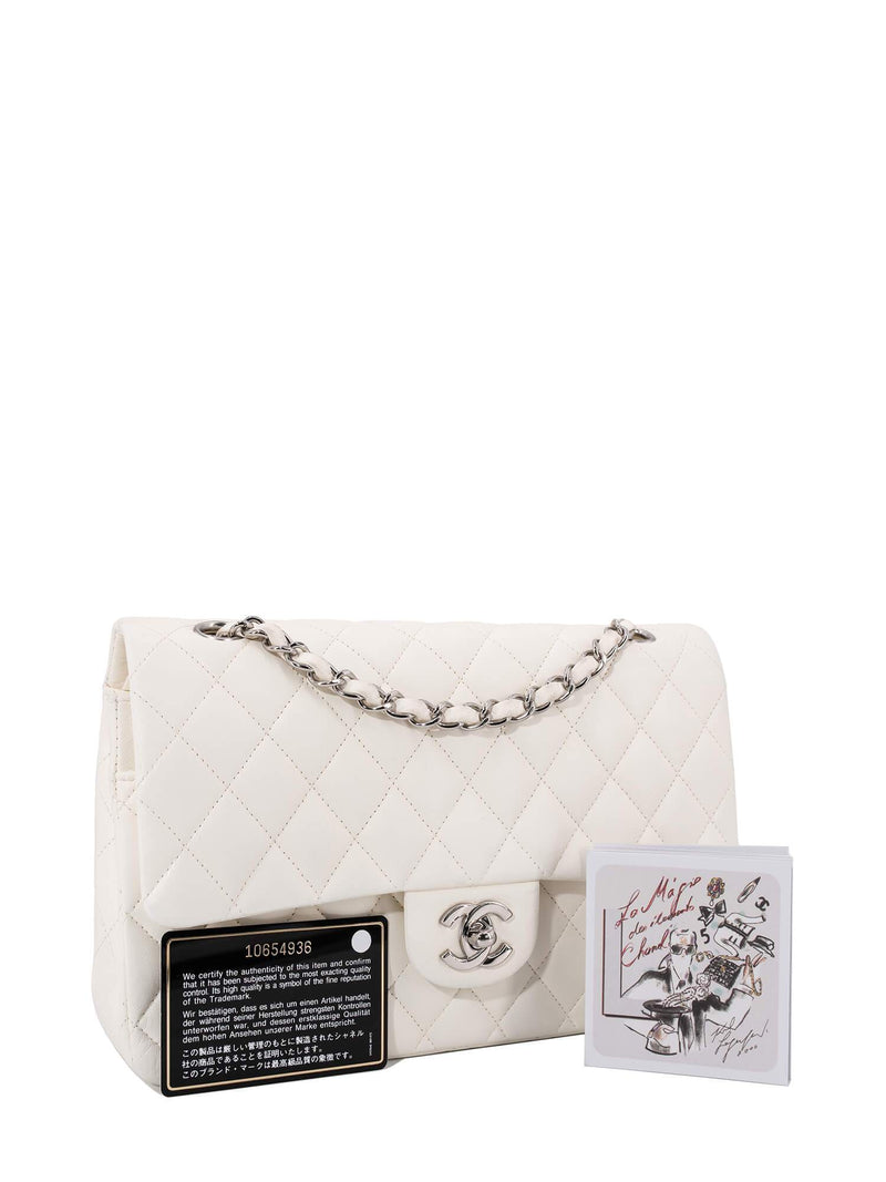 CHANEL 2.55 Quilted Leather Medium Double Flap Bag Off White-designer resale