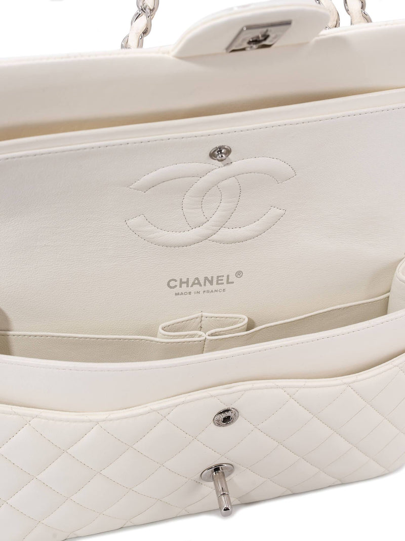 Chanel Cream Quilted Leather Medium Classic Double Flap Bag Chanel