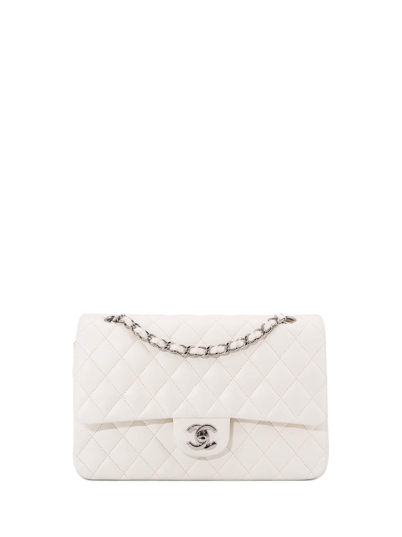 CHANEL 2.55 Quilted Leather Medium Double Flap Bag Off White-designer resale