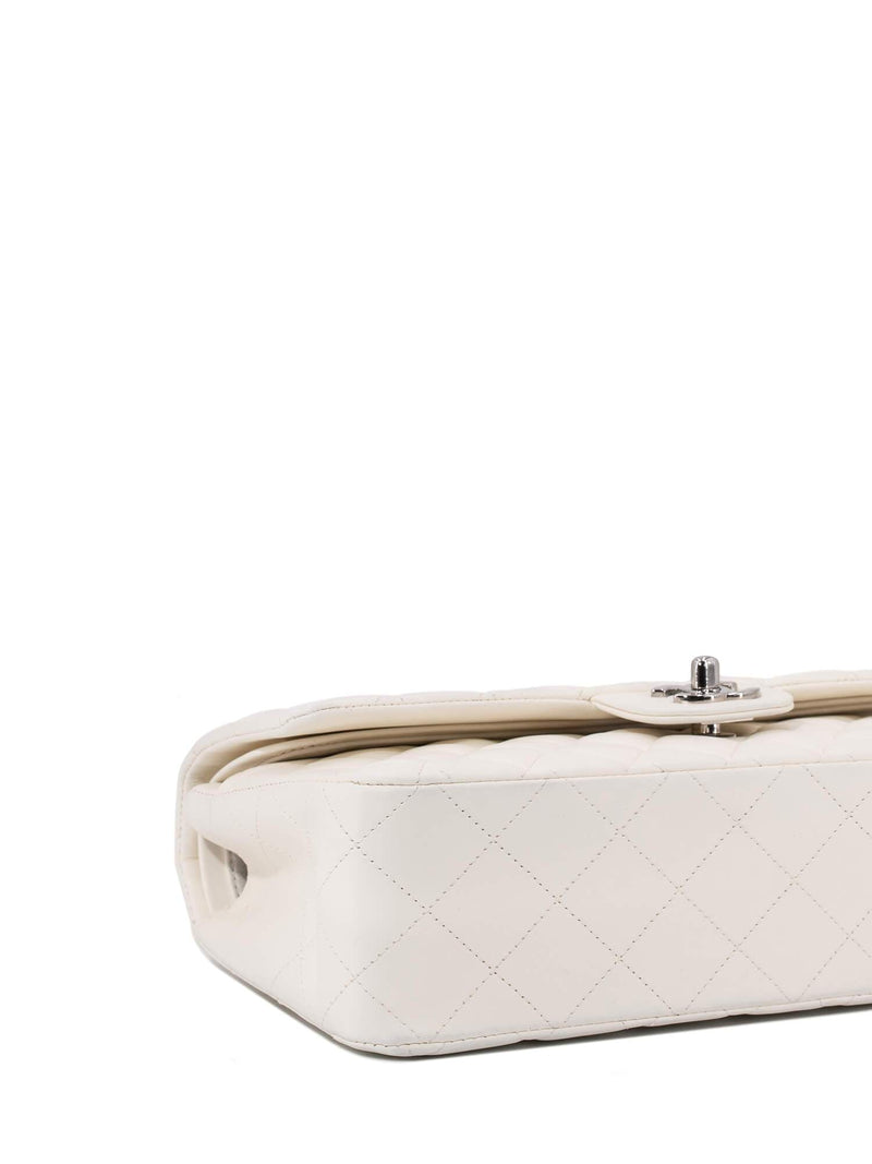 CHANEL 2.55 Quilted Leather Medium Double Flap Bag Off White-designer resale