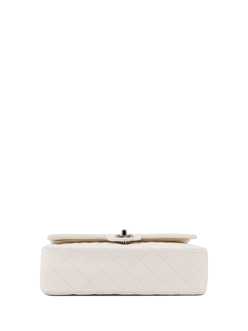 CHANEL 2.55 Quilted Leather Medium Double Flap Bag Off White-designer resale