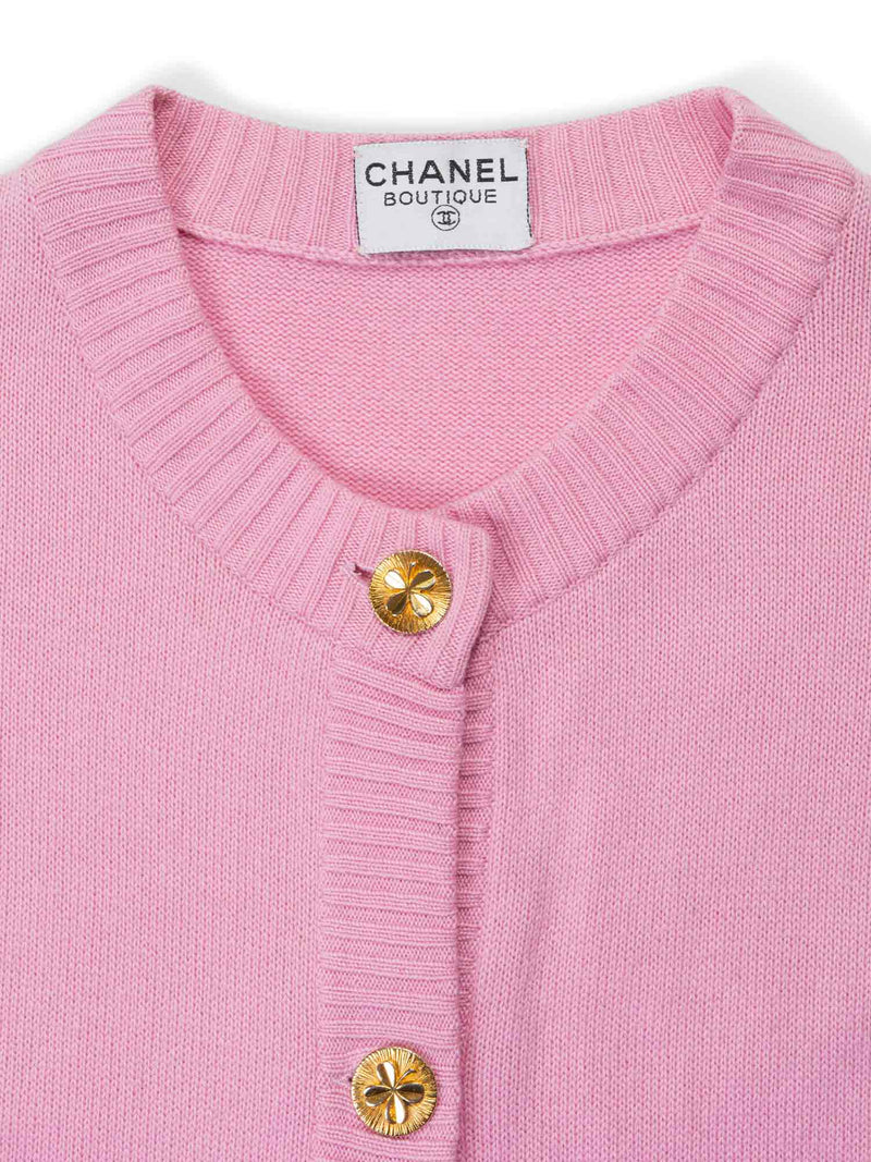 Chanel Pink Knit La Pausa Pearl Button Cardigan M Chanel