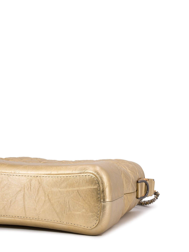 CHANEL Aged Calfskin Quilted Leather Medium Gabrielle Messenger Bag Gold-designer resale
