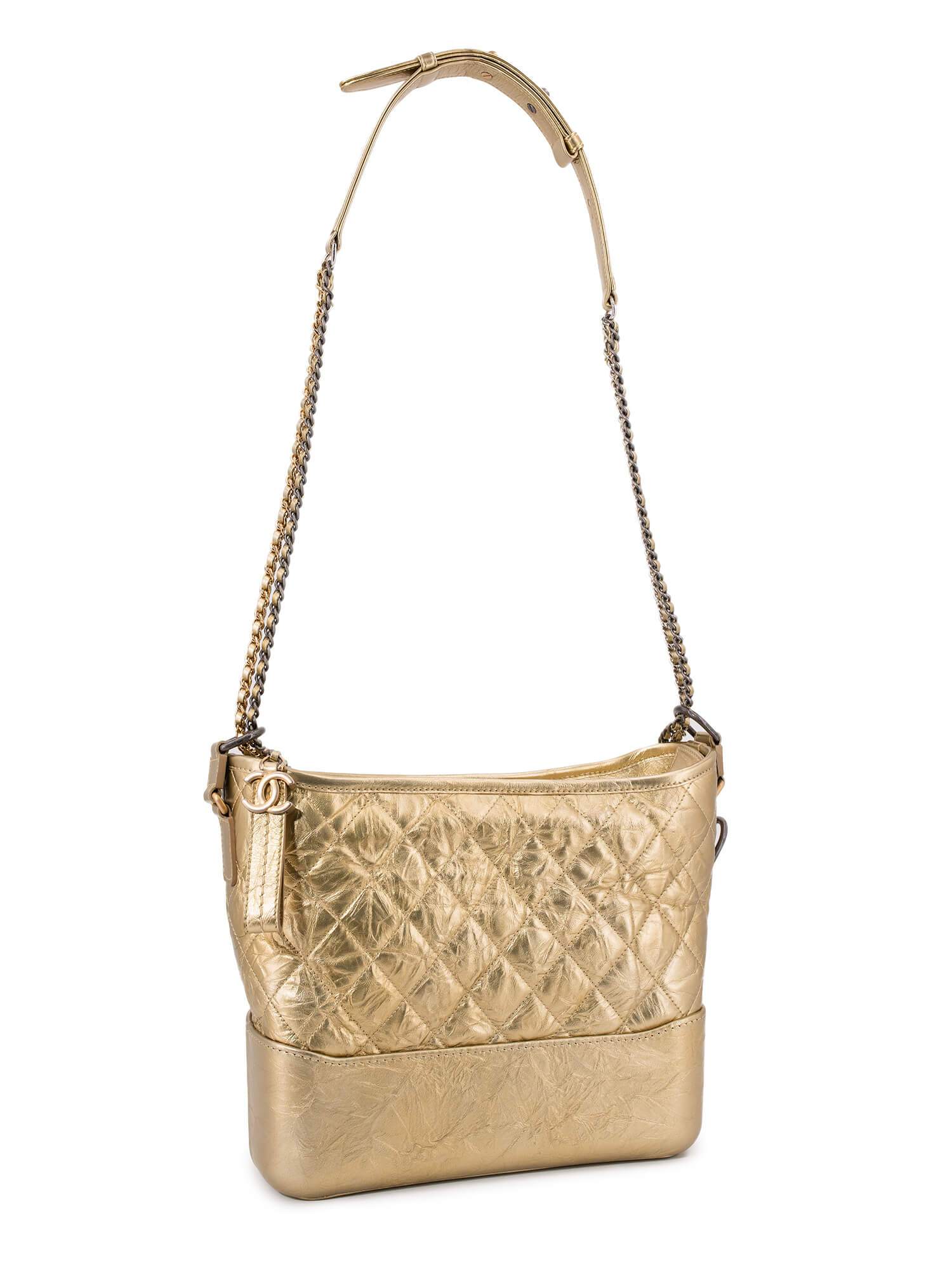 CHANEL Aged Calfskin Quilted Leather Medium Gabrielle Messenger Bag Gold-designer resale