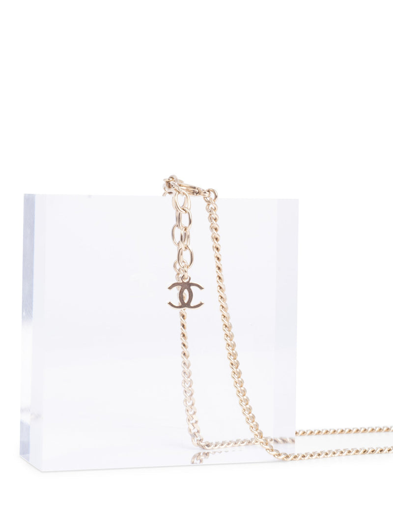 CHANEL CC Logo 5 Charm Necklace Gold