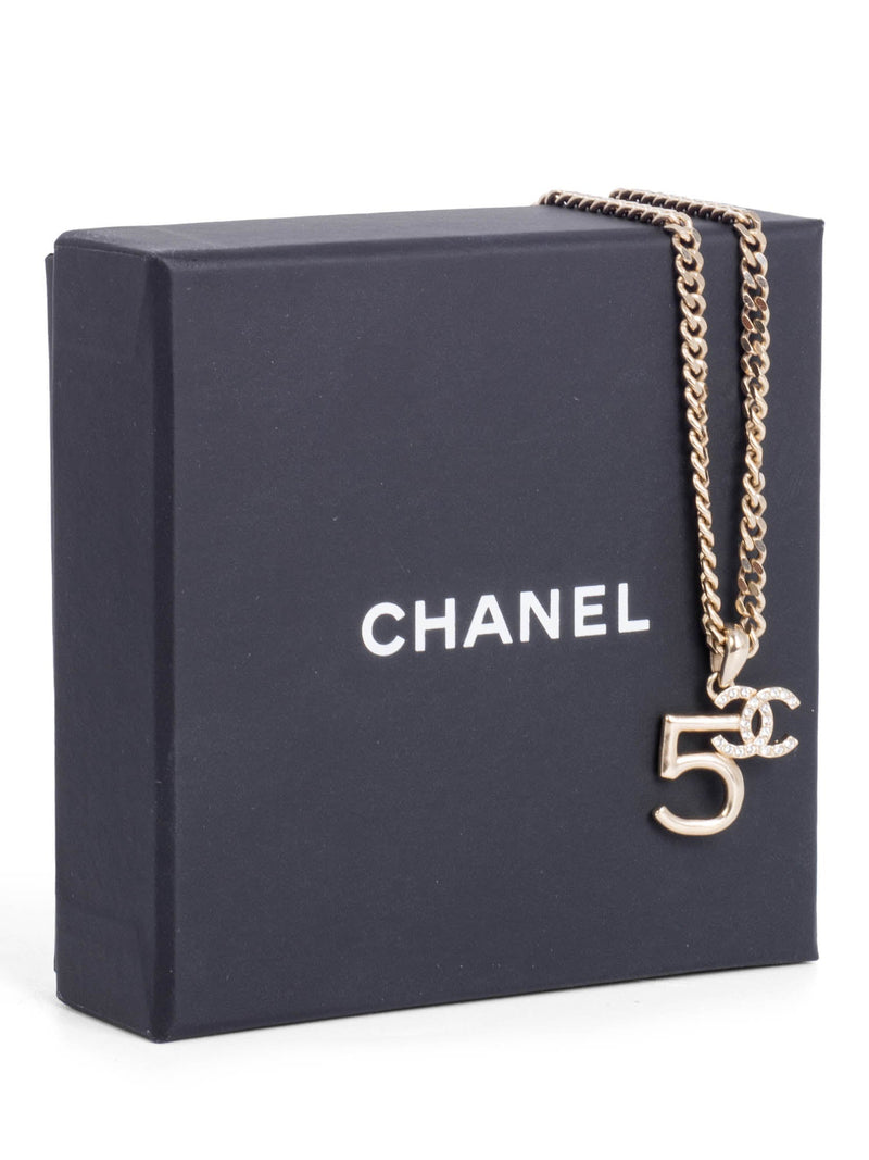 CHANEL CC Logo 5 Charm Necklace Gold-designer resale