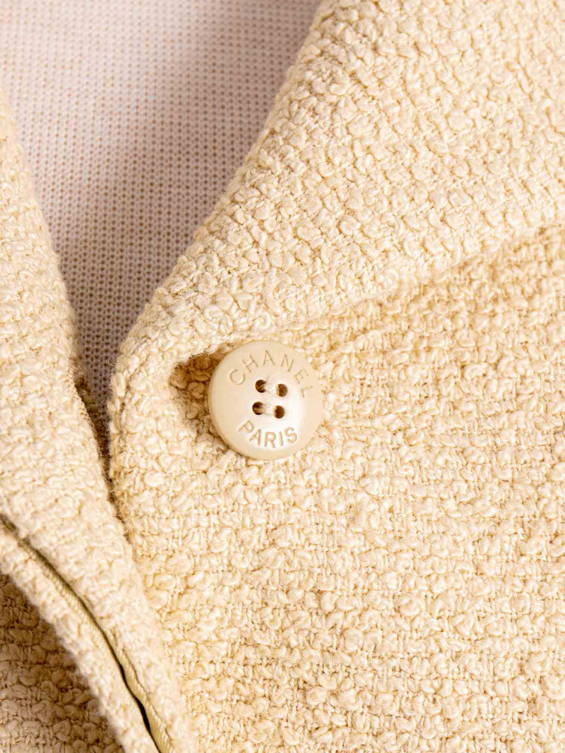 CHANEL CC Logo 90s Tweed Fitted Jacket Beige-designer resale