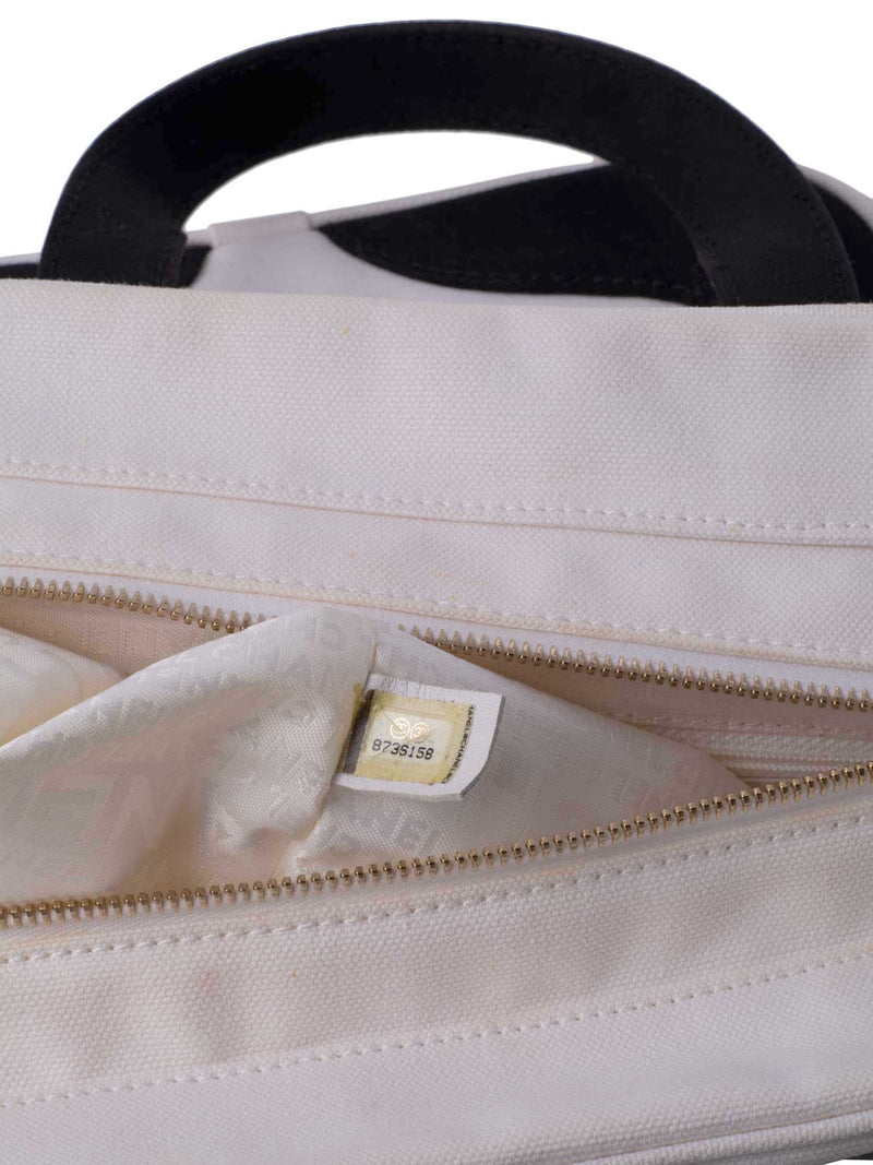 CHANEL CC Logo Canvas Leather Bag Black White-designer resale