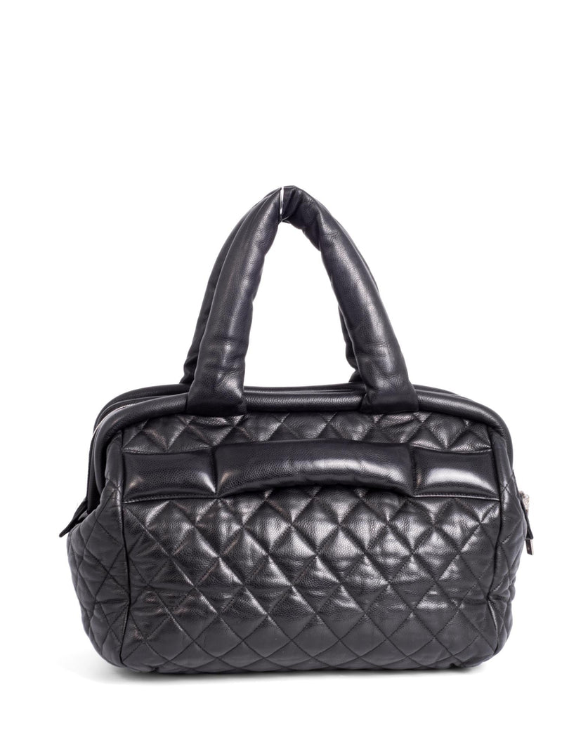 CHANEL CC Logo Soft Quilted Leather Duffle Shoulder Bag Black