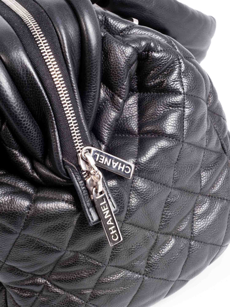 CHANEL CC Logo Caviar Leather Cocoon Duffle Bag Black-designer resale