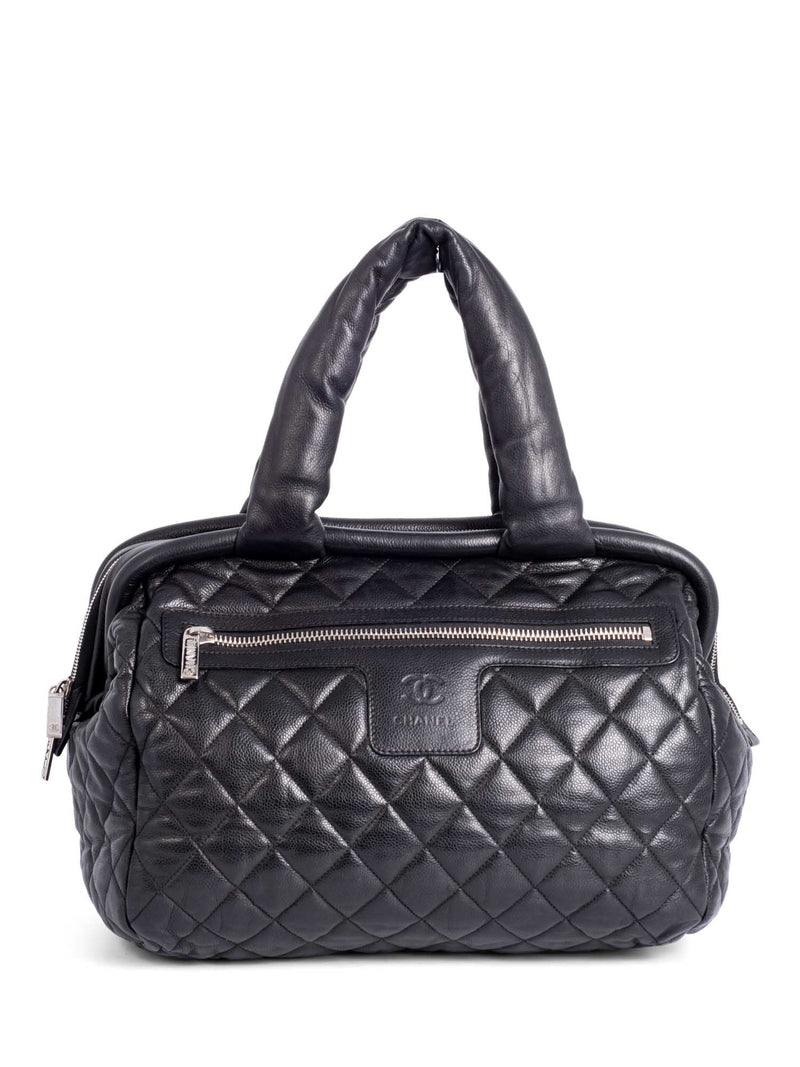 Chanel Large Black Patent CC Logo Duffle Bag with Strap 1C103a