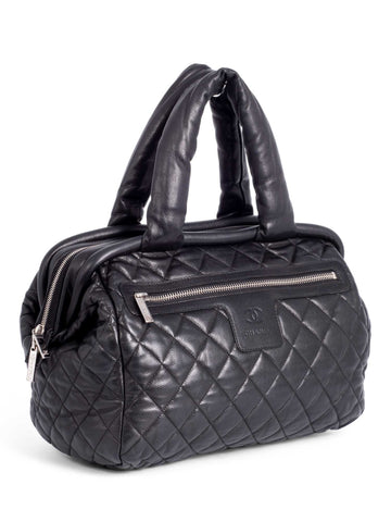 CHANEL CC Logo Caviar Leather Cocoon Duffle Bag Black-designer resale