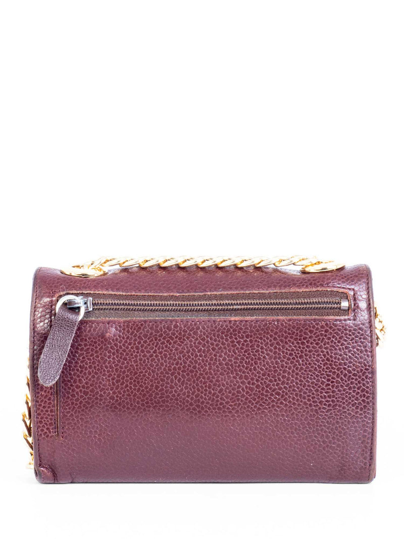 CHANEL CC Logo Caviar Leather Timeless Mini Wallet On Chain Brown-designer resale